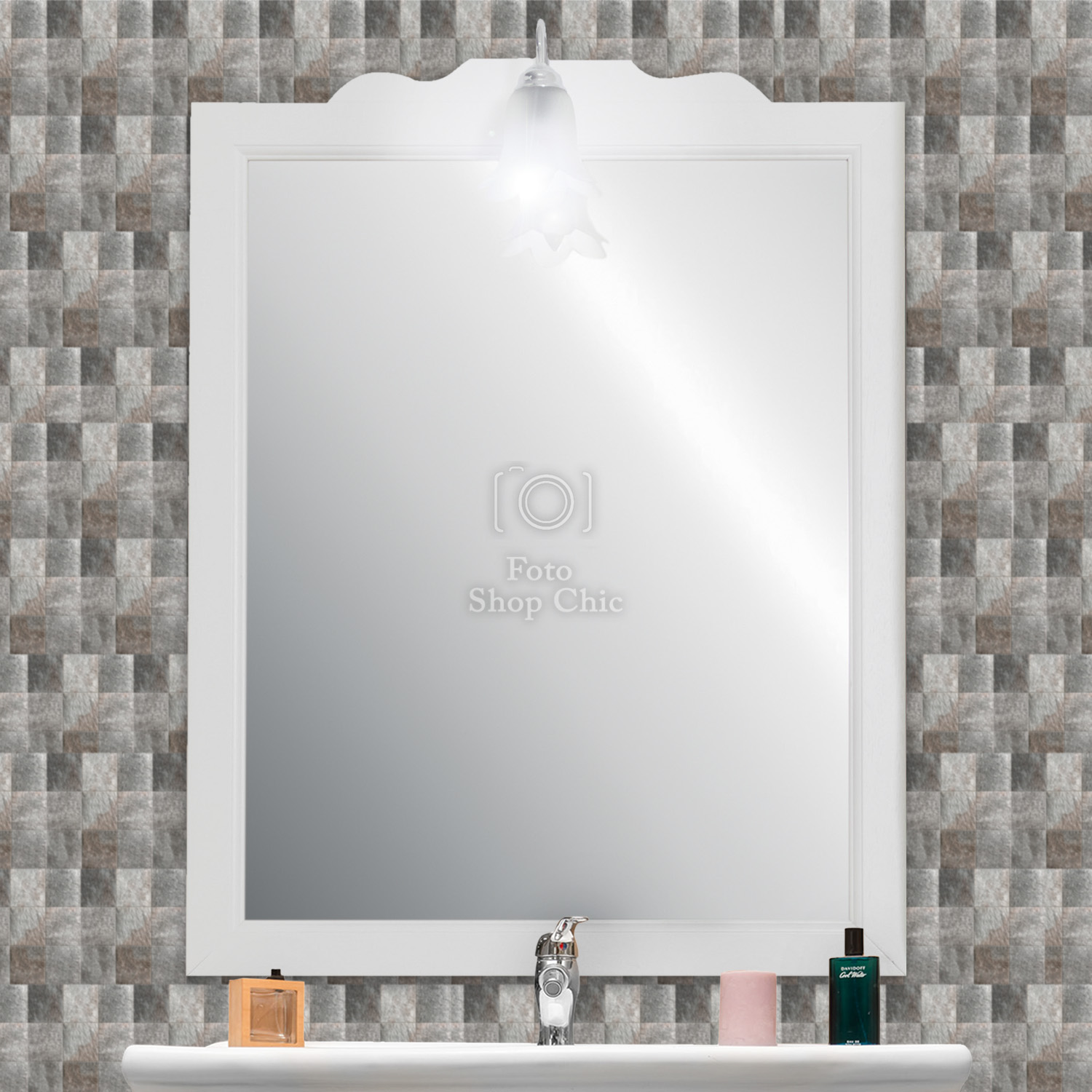 Specchio stile contemporaneo da bagno con punto luce specchiera nuda da  bagno - Le Chic Arredamenti