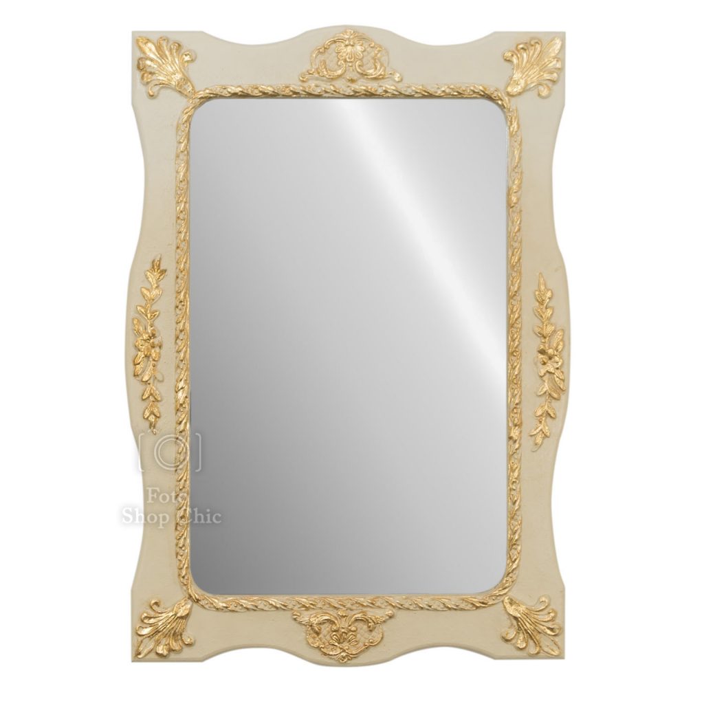 Specchio barocco in legno avorio laccato e foglia oro - Le Chic Arredamenti  - Cornici 100% fatte a mano
