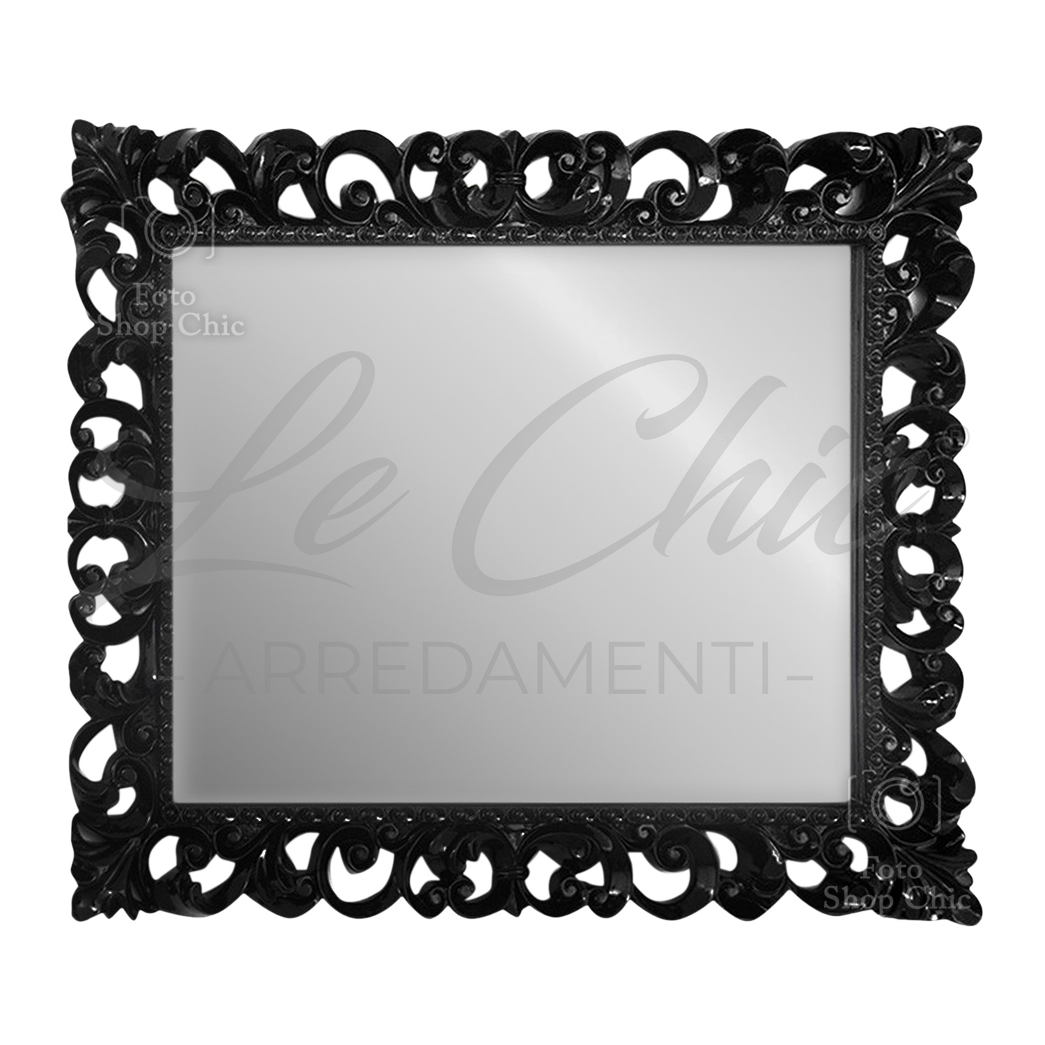 Specchio traforato nero in stile barocco - Le Chic Arredamenti