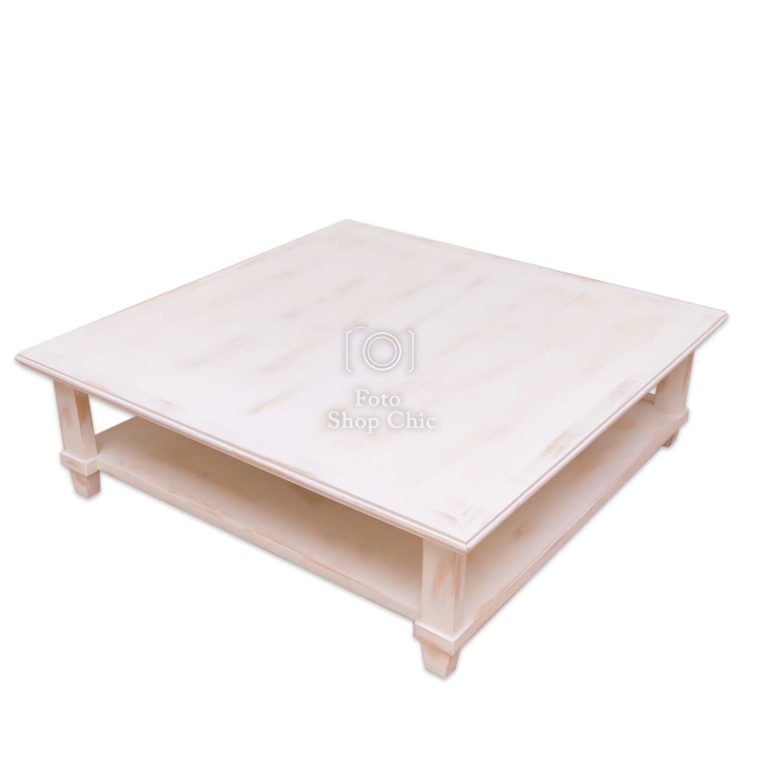 Tavolino basso da salotto avorio decapè in legno massiccio - Le Chic  Arredamenti
