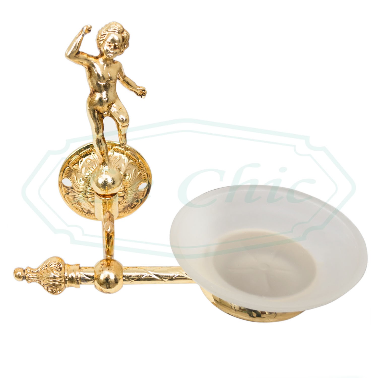 SADASD Piatti a base di sapone in ottone placcato in oro in stile Europeo Portasapone Bagno Set di accessori 