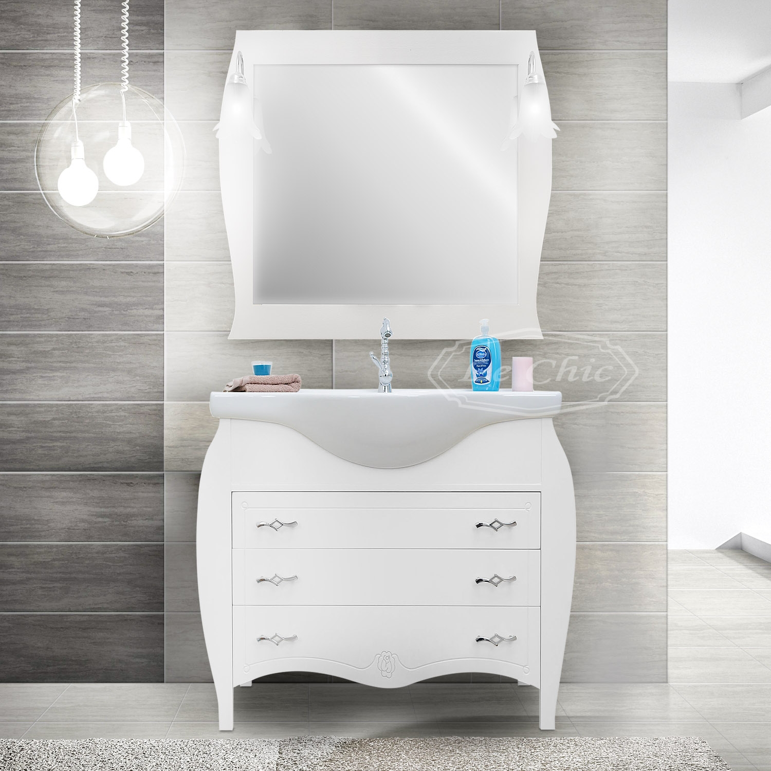 Accessori Bagno In Legno Bianco.Mobile Bagno 85 Cm Contemporaneo In Legno Bianco Opaco Shabby Le Chic Arredamenti