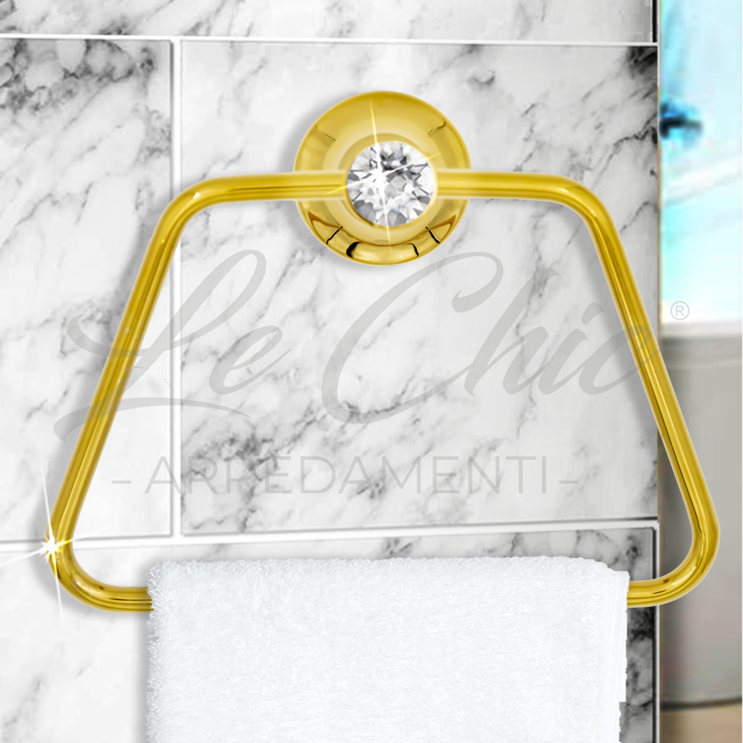Asta porta asciugamani bagno oro con appendini - Le Chic Arredamenti