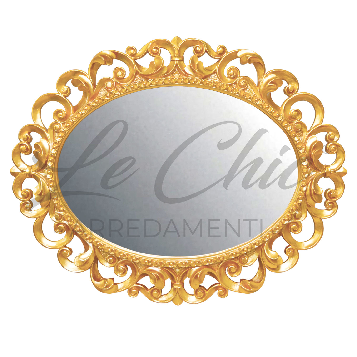 Specchio ovale con cornice barocca rifinitura ORO - Le Chic Arredamenti